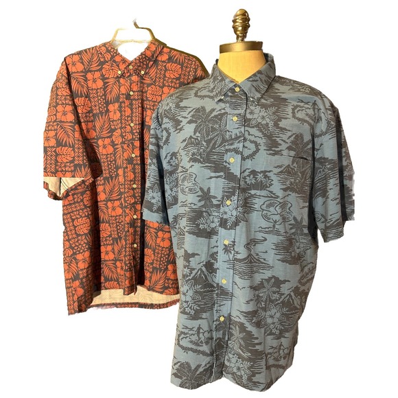 Joe Kealoha Reyn Spooner Mens Sz 2XL Hawaiian Button Down Shirt (2 Pc) AOP Tiki